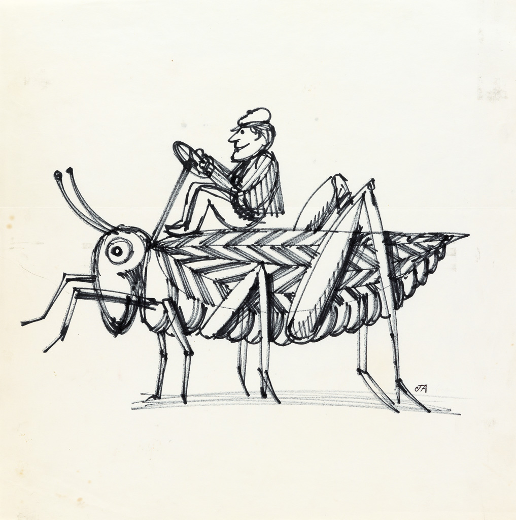 (ADVERTISING) JOHN ALCORN. Man Riding Cricket * Rabbit.